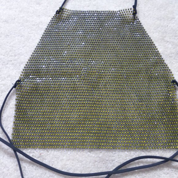 Yellow sparkly rhinestones backless halter crop top - festival ready! - Picture 2 of 10